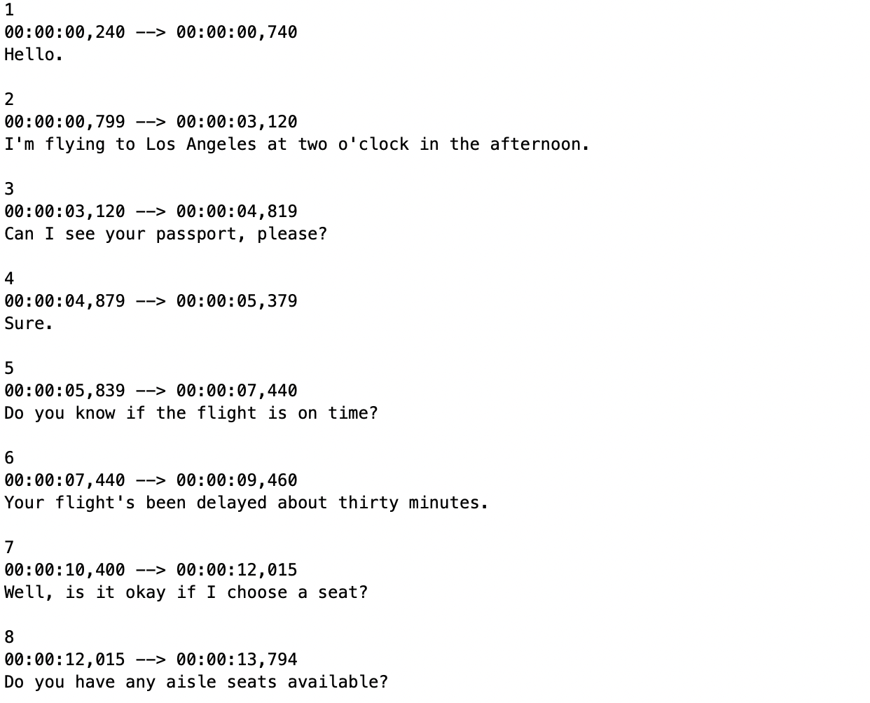 Two-line SRT caption formatting